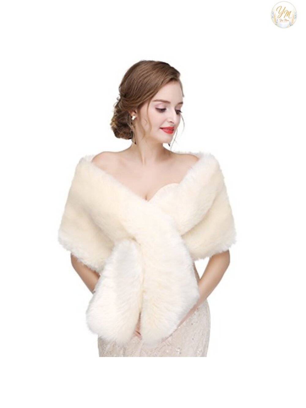 Faux Fur Shawl Wrap Cape Bridal Wedding Party Formal Evening Warm